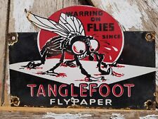 VINTAGE TANGLEFOOT PORCELAIN SIGN 1947 FLY PAPER BUG MOSQUITO REPPELENT SERVICE picture
