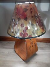 Vintage WOODEN STIRRUP LAMP Western Theme Cattle Brands Rodeo Working picture