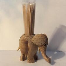 Vtg Wooden Elephant Toothpick Holder PAPEL Mid Century Handcrafted Wood 2” Tall picture