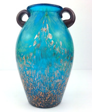 Dale Tiffany Favrile Art Glass Milanno Amphora Vase Blue Copper Aventurin picture