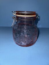Vtg Crownford Pink Glass Jar Canister Made In Italy 1983 Hinged Lid picture