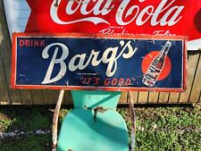 Large Vintage Barqs Root Beer Sign W Bottle 54x17