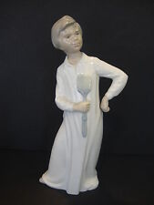 LLADRO NAO BOY WITH FLY SWATTER FIGURINE, 11 1/2