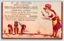 1880's BALTIMORE MD JONES CONFECTIONERY CIGARS CIGARETTES BLACK SQUIRREL CARD picture