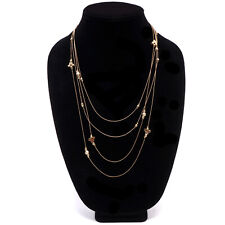 Mickey Mouse Necklace Double Strand 46 Inch Gold Tone w Silhouette, Beads  picture