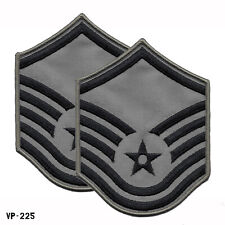 PAIR USAF BDG ABU Master Sergeant Chevron Patches Large MSGT E7 NOS Vanguard USA picture