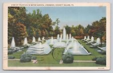 Fountain in Water Garden Longwood Kennett Square Pa Linen Postcard No 5110 picture