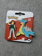 Pokemon Pokémon Ash and Lapras Enamel Pin Set of 2 on card NEW picture