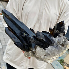 10LB Large Natural Black Smoky Quartz Crystal Cluster Raw Mineral Specimen picture