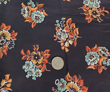 Vintage Black Cotton Fabric Flowers Floral Crafts Quilting Concord Fabrics 3yds picture