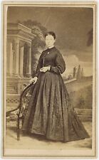 Pretty Lady Painted Backdrop Pulaski, New York 1860s CDV Carte de Visite X877 picture
