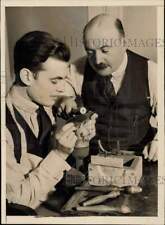 1936 Press Photo Lazare Kaplan and son Leo split the Jonker diamond in New York picture