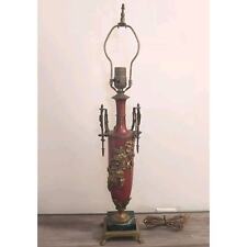 Antique French Gilt Patinated Bronze Garniture Applied Floral Decorated Urn Lamp picture