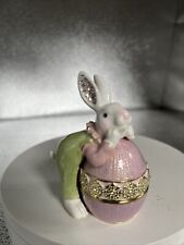 SWEET BUNNY RESTING ON EGG TRINKET BOX  BY KEREN KOPAL, WAITING FOR A FRIEND picture