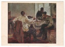 1977 At leisure. Playing chess Officer Soldier War WW2 ART OLD Russian Postcard picture