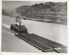 Mississippi Stern Wheel River Steamer Titan 1945 Press Photo Steel Barge *P104b picture