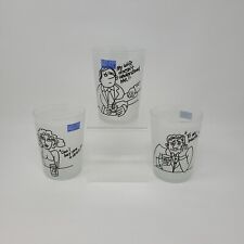 Vintage 1980's Studio Nova France Frosted Cartoon Cocktail Tumblers - Set of 3 picture
