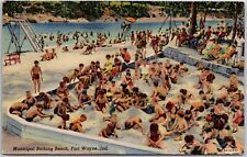 Municipal Bathing Public Beach Fort Wayne Indiana Postcard picture