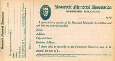 1919 Theodore Roosevelt Memorial Association Membership Application (1418) picture