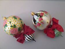 ~FABULOUS MACKENZIE CHILDS BLOWN GLASS DOUBLE  DROP ORNAMENTS~ TAKE A LOOK picture