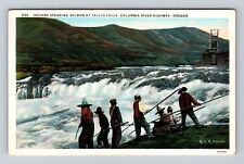 OR- Oregon, Spearing Salmon At Cello Falls, Columbia, Antique, Vintage Postcard picture