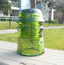 Bright Yellow Green CD 121 AT&T Toll Style Glass Insulator picture