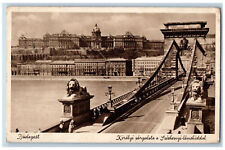 Budapest Hungary Forwarded Balaton MN Postcard Royal Varpalota Bridge 1937 picture