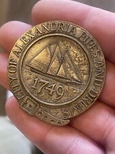 Old Vintage Badge - CITY OF ALEXANDRIA PIPES AND DRUMS 1749 picture