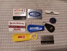 VINTAGE LOT OF SEARS EMPLOYEE ID BADGE NAME TAG MUZZLER KNIFE MCKIDS STORE picture