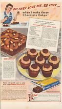 1941 Baker's Chocolate Recipe Chocolate Apricot Cream Cakes Vintage Print Ad L4 picture