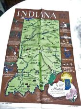  Vintage Pure Linen Tea Towel Indiana Hoosier 1816 -1966 --- 20.5''x 31.5''  picture