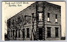C.1910 BENTLEY, KS KANSAS, BANK, IOOF ODDFELLOW SEDGWICK COUNTY Postcard P48 picture