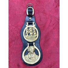 Vtg King George III HMS Victory Ship Brass Medallion Saddle Bridle Ornament Leat picture