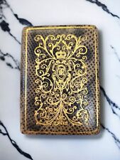 Vintage Raquel Compact Book Style Dual Powder Rouge Leather Gold Embossed Vtg picture