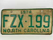 Vintage 1974 North Carolina License Plate FZX-199 Rare Original Tag  picture