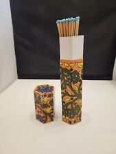 Vintage Retro Fireplace Long Wooden Matches Partial Box Cool Flower Power 1970’s picture