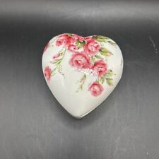 Lefton Bone China Heart Shaped Rose Lidded Trinket Dish 00871 Vintage picture