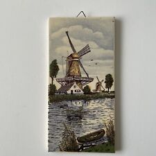 Vintage Delft Windmill Tile Hemiksem Holland 7 3/4” x 3 7/8” picture