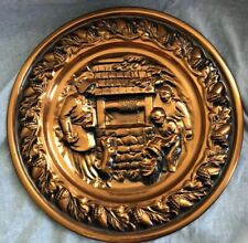 Coppercraft Guild Copper Wall Hanging Plate Water Well Grandkids Mid Century VTG picture