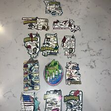 Lot of 12 Vintage Assorted State Magnets Flat Rubber picture