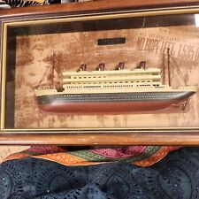 Vintage Titanic 1912 3D Shadow Box Ship on Glass Display Case  picture
