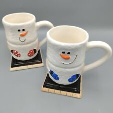 His And Hers Hot Chocolate Cocoa Christmas Holiday S'mores Snowman Mugs picture