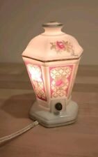 Vintage 1950s Porcelain Rose Lantern Nightlight Beautiful Glow Dresser Lamp picture
