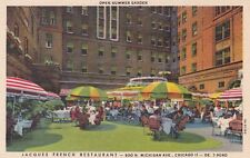 Jacques French Restaurant Chicago Illinois Linen Postcard 1940's picture