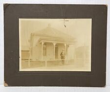 1800's Home In Town Old Man Out Front ANTIQUE PHOTOGRAPH PH10 picture
