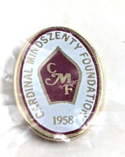 VTG Cardinal Mindszenty Foundation 1958 CMF White Red Gold Tone Enamel Lapel Pin picture