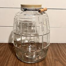 Vintage Pickle Jar with Wooden Handle And Metal Screw Off Top Large 13” picture