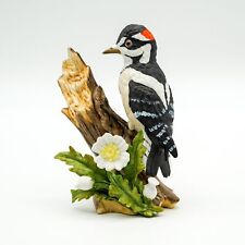 Vtg Geo Z Lefton China Downy Woodpecker Porcelain Bird Figurine 5.5