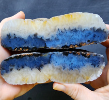23.98 oz (680 gr) Two-Tone Blue Agate Pair, Collectible Agate, Unpolished Agate picture