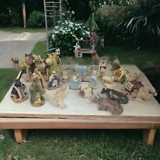 Beautiful Vintage Large Holland Mold Hand Painted 19 Piece Nativity Set picture